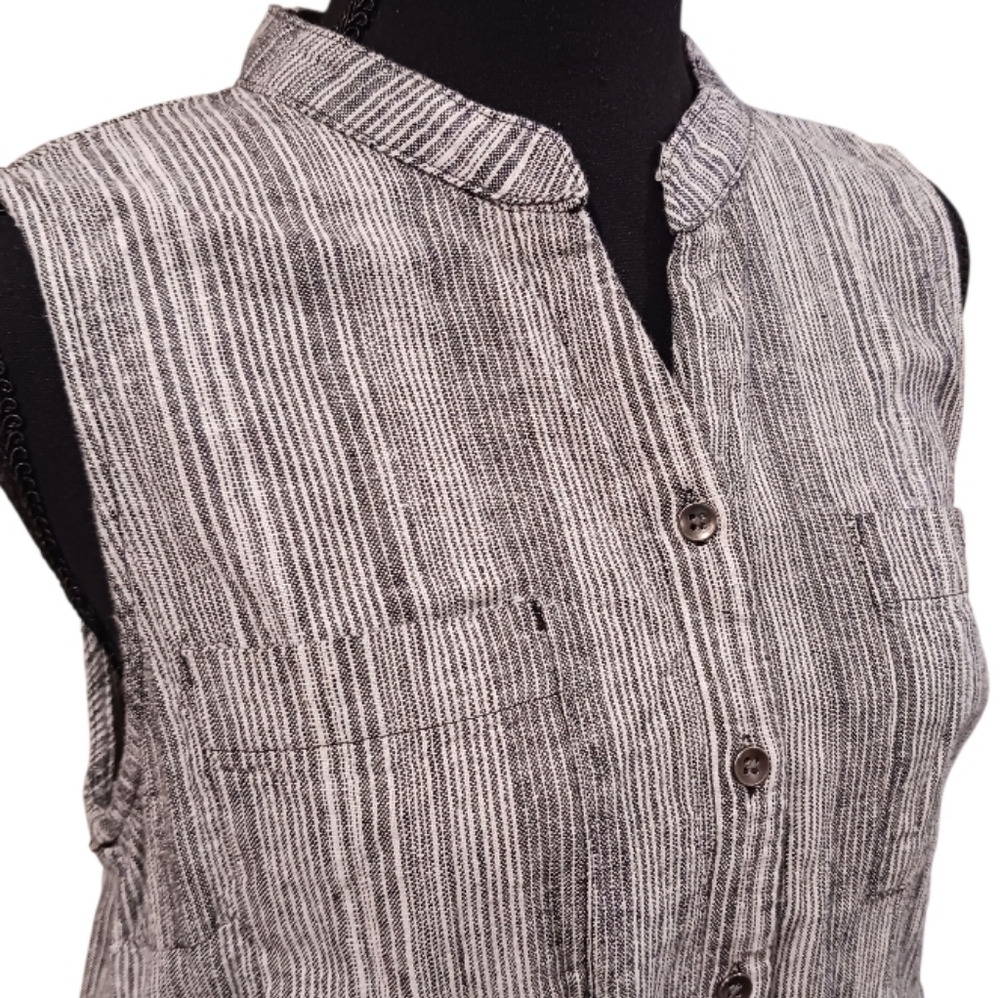 Kelly Renee Linen Stripe Shorts Romper - Picture 5 of 9